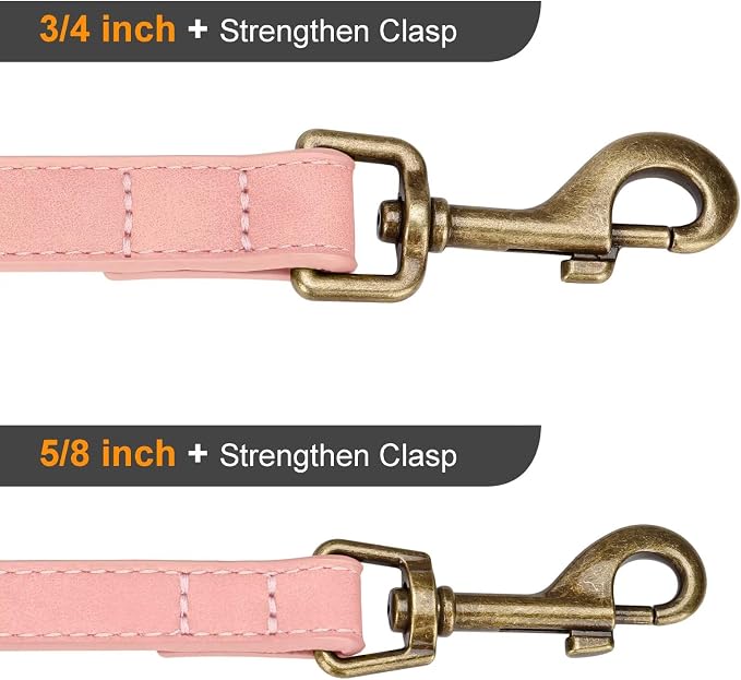Didog PU Leather Dog Leash for Small Dogs, 5/8in x 5ft, Pink | Soft Grip Full Control, Easy Clean, Metal D-ring for Poop Bag Holder, Tangle-Free 360° Swivel Clasp, for Walking & Training - Image 5