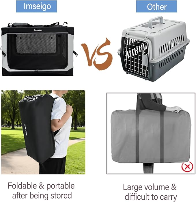 Collapsible Dog Crate, Portable Soft Dog Crate with Fleece Bed for Medium Dog, Folding Travel Carrier Kennel with 3-Door Mesh Windows for Indoor &Outdoor - Image 7