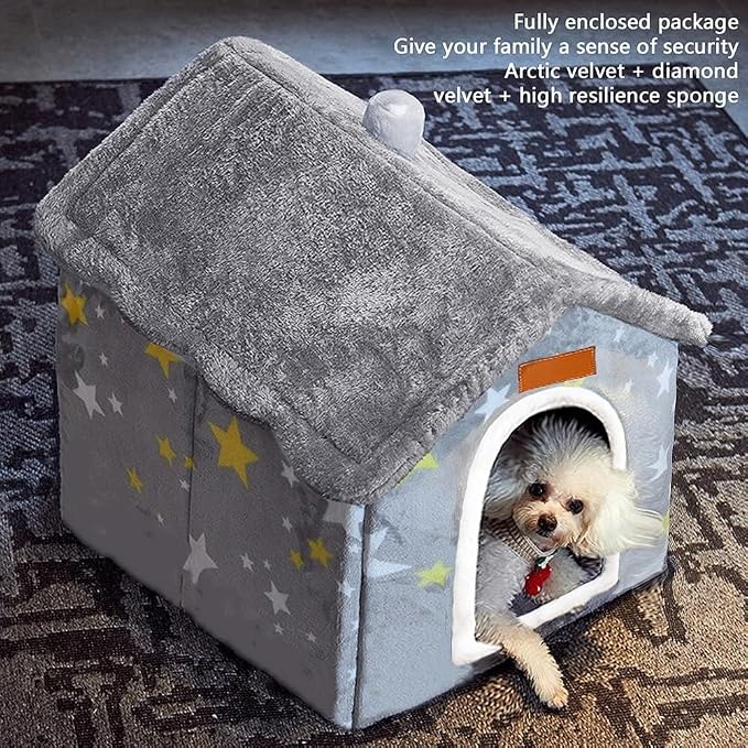 BXEBUI Dog House Indoor Memory Sponge, Foldable Dog House Kennel Bed Mat with Cushion for Small Medium Large Dogs Cats, Winter Warm Cat Nest Puppy Cave Sofa Pet Products (Large) - Image 5