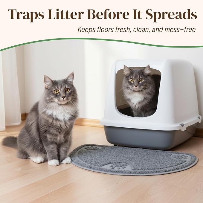 Evelots Small Cat Litter Trap Mat, Waterproof, Non-Slip, Washable, Gray | Soft absorbent mat traps litter and mess, protects floors from urine and moisture, stays in place and is machine washable. - Image 2