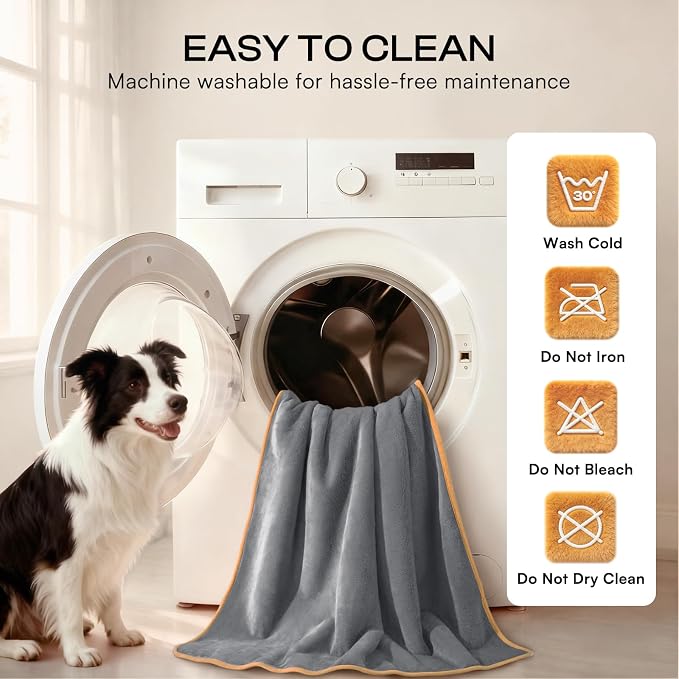 Luciphia Waterproof Blanket for Large Dog, Reversible Sherpa Couch Cover | waterproof pet blanket sherpa fleece reversible couch cover bed protector car from spills scratches, Grey+Beige 85" x 57" - Image 8