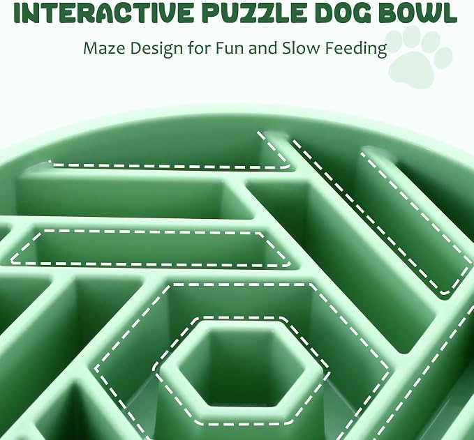 WHIPPY Slow Feeder Dog Bowl, Puzzle Maze Design to Slow Down Eating, 3-Cup Capacity, Anti-Gulping Food Bowl for Medium & Large Dogs,Mint Green - Image 2