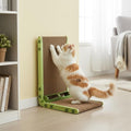 L Shape Cat Scratcher, 26.8 Inch Cat Scratchers for Indoor Cats, Protecting Furniture Cat Scratch Pad, Cardboard Cat Scratching with Ball Toy, Catnip, Large (Green) by Unknown
