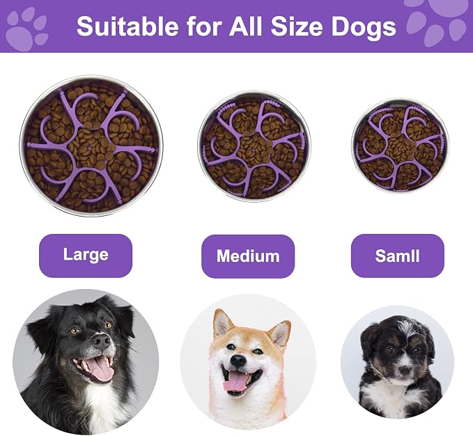 Dog Slow Feeder Bowls Silicone Spiral Pet Food Feeder Insert to Slow Eating | Durable Non-skid Compatible with Stainless Steel, Glass & Ceramic Slow Feeder Dog Bowls for Small Medium Large Breed Dogs - Image 4