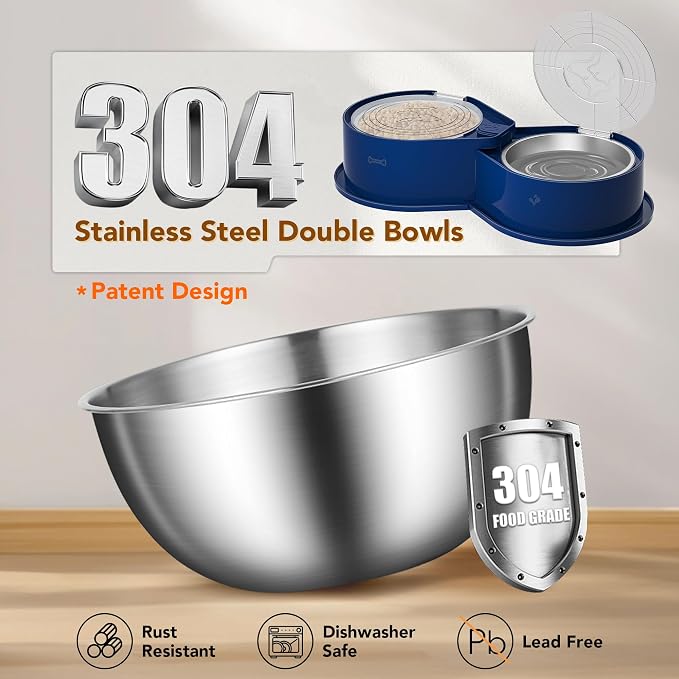 Newget 304 Stainless Steel Dog Bowl Set with Lids, 24oz Foldable Pet Dishes | Dual Food & Water Pet Bowl, Anti-Skid, Keeps Food Fresh, Easy to Install, for Small - Large Dogs/Cats - Indoor & Outdoor Use - Image 4