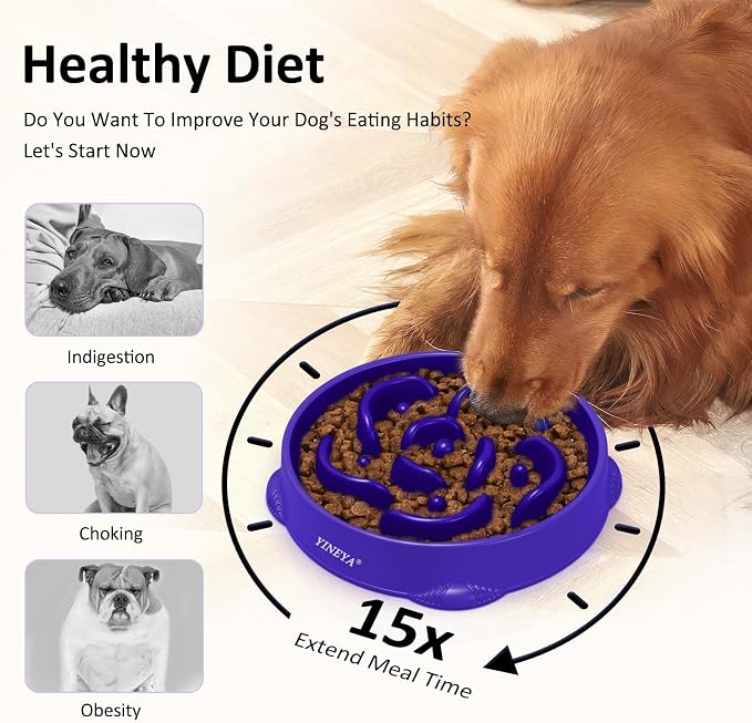 YINEYA 4 Cups Slow Feeder Dog Bowls Large Breed, Anti-Choking Pet Supplies, Maze Dog Food Bowl, Puzzle Feeder That Slow Down Eating - Image 3