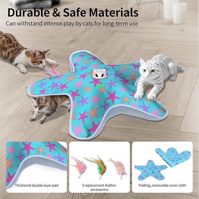 Interactive Cat Toys for Indoor Cats with Moving Concealed Feathers | Rechargeable Automatic Cat Toy, 3-Mode Touch Activated Kitten Toys, Hide and Seek Toy for Indoor Bored Adult Cats & Kittens - Image 4