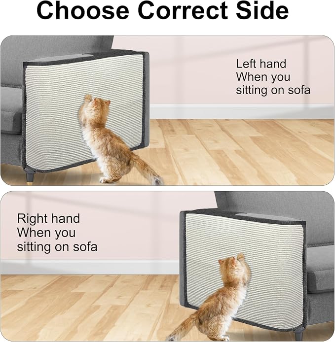 Large Size Cat Scratch Sofa Protector,27.5inch*19.6inch Sisal Couch Protector from Cats/Dogs Scratching for Big Arm Sofa use (Dark Grey/Right Handed) - Image 5
