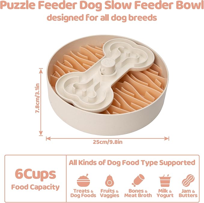 Puzzle Feeder Slow Feeder Dog Bowl for Large Dogs with Non-Slip Base - Adjustable Speed Design, Removable Puzzle Inserts & Dishwasher Safe, Pink - Image 4