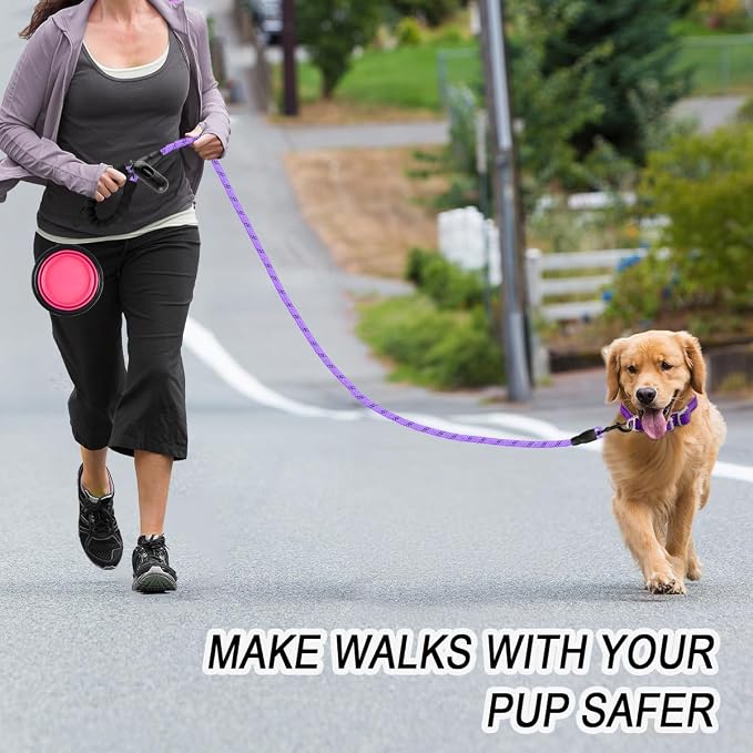 BARKBAY Dog Leashes for Large Dogs Heavy Duty Dog Leash 4/5/6 FT with Comfortable Padded Handle and Highly Reflective Threads for Medium Large Dogs Walking Training Running (6FT-1/2,Violet Purple) - Image 3