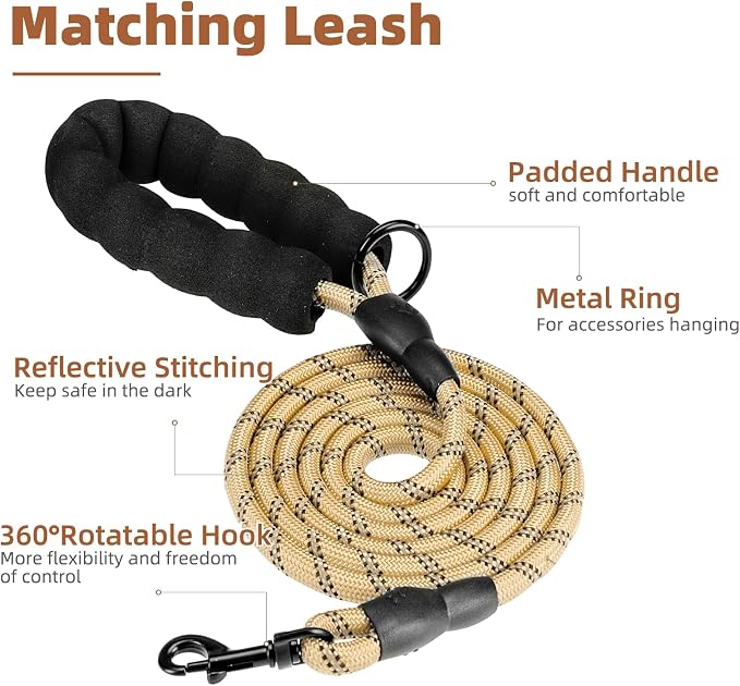 PUPTECK No Pull Dog Harness Medium Sized, Adjustable Reflective Dog Harness with Handle Easy Control, Comfortable Soft Padded Pet Vest Harness for Medium Dogs, Plaid Beige M - Image 2