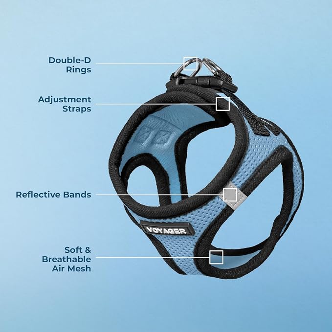 Voyager Step-in Air Dog Vest Harness - Baby Blue/Black Trim, X-Small | 13 - 14.5" in Chest, Reflective Bands, All Weather Breathable Air Mesh, Cats Compatible, Lightweight, Fast Drying - Image 4
