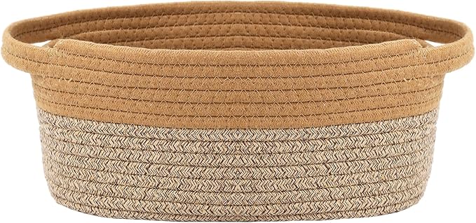 JMvicyroam Small Woven Basket, Empty Gift Basket, Jute&Brown/1 Pack | Small Gift Basket, Cotton Rope, 12 x 8 x 75 in, Handles, Includes Ribbon and Bag, Birthday Gift Basket by JMvicyroam