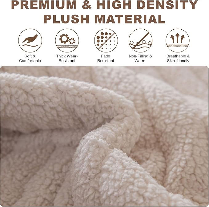 OTOB Sofa Covers for 3 Cushion Couch Washable, All Seasons Fuzzy Non Slip Kids & Pet Friendly Dog Bed Mats Couch Cover, Soft Plush Sofa Slipcovers Furniture Protector (Beige, 27.6" x 70.9'') - Image 2