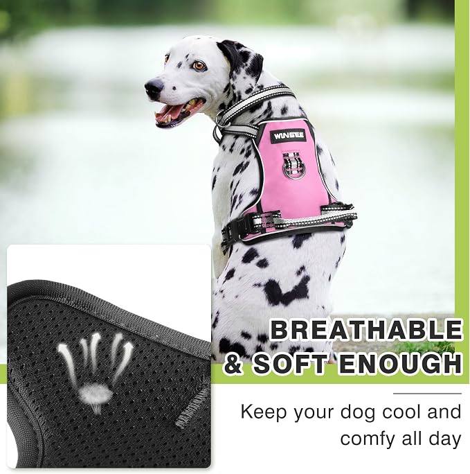Dog Harness No Pull, Pet Harnesses with Dog Collar, Adjustable Reflective Oxford Outdoor Vest, Front/Back Leash Clips for Small, Medium, Large, Extra Large Dogs, Easy Control Handle for Walking - Image 8