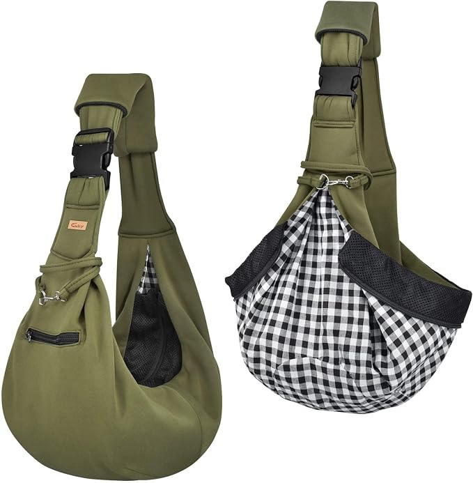CUBY Dog and Cat Sling Carrier - Hands Free Reversible Pet Papoose Bag - Soft Pouch and Tote Design - Suitable for Puppy, Small Dogs Cats Outdoor - Image 8