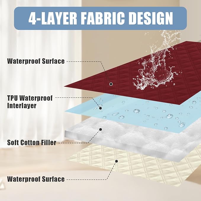 Smiry Waterproof Reversible Pet Couch Covers for Dogs | Pet Friendly, Soft Fabric, Washable Sofa Furniture Protector for Dogs Cat Kids, Checkered (30"x53", Wine Red/Beige) - Image 3