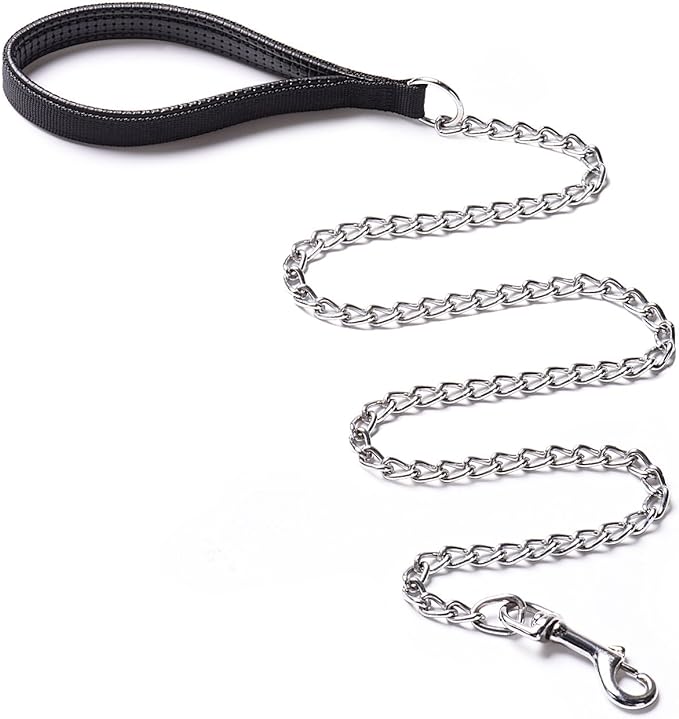 Heavy Duty Dog Chain Leash, 6 ft x 3.0 mm (25-120 lbs) | Padded Handle for Large & Medium Size Dogs by CtopoGo