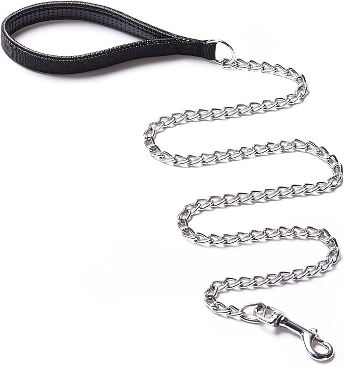 Heavy Duty Dog Chain Leash, 4 ft. x 3.0 mm (0-80 lbs.) | Padded Handle for Large & Medium Size Dogs - Image 9