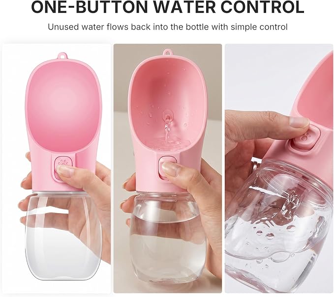 Portable Dog Water Bottle, Leak Proof Pet Water Dispenser with One-Button Water Release, O-Shaped Drinking Trough, 10 OZ Travel Water Bottle for Walking Hiking - Image 3