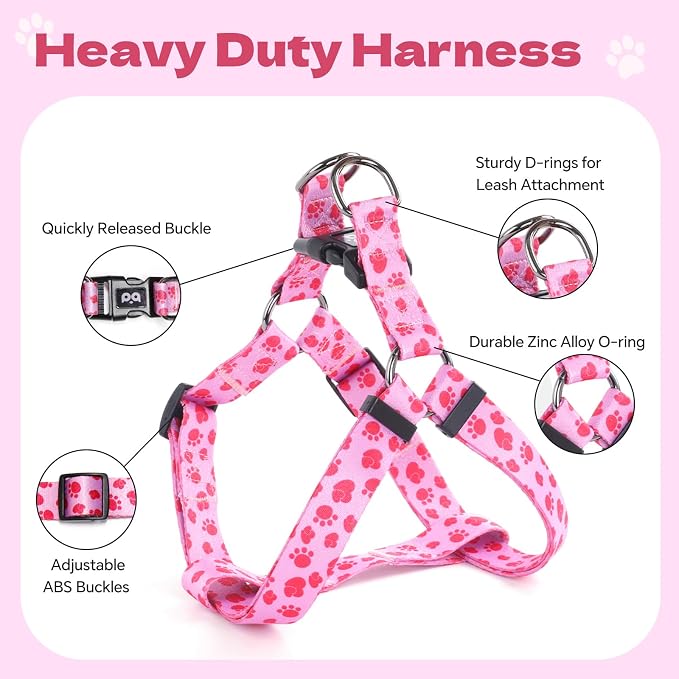 Dog Harness Leash Set Adjustable Heavy Duty No Pull Halter Harnesses for Small Medium Large Breed Dogs Back Clip Anti-Twist Perfect for Walking - Image 3