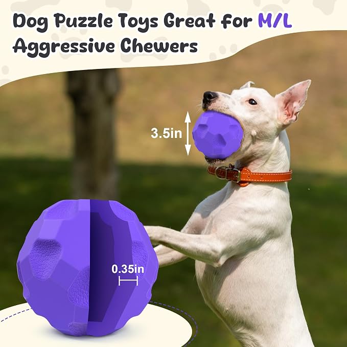 Interactive Dog Puzzle Toys for Boredom, Dog Treat Balls for Large Dogs | Dogs Enrichment Toys to Keep Them Busy, Tough Treat Dispensing Dog Toys, Interactive Dogs Toys for Boredom to Keep Them Busy - Image 2