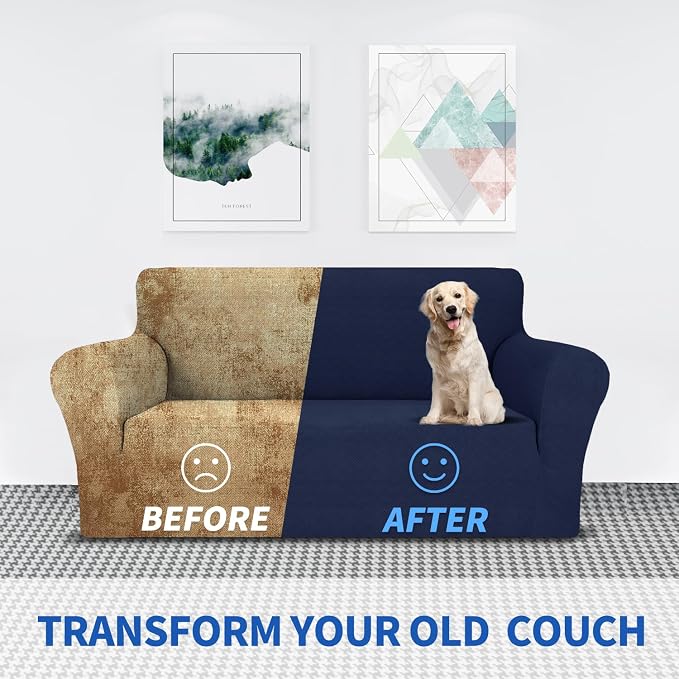 MAXIJIN Chair Covers for Living Room 1 Piece Stretch Sofa Chair Slipcovers with Arms (31"-46") Furniture Protector for Dog Pet Couch Armchair Cover (Chair, Diamond Pattern Navy Blue) - Image 5