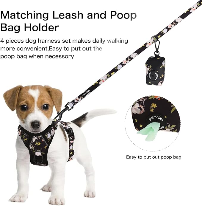 Petmolico No Pull Dog Harness, Leash & Poop Bag Holder, Small, Yellow Peach | Reflective Vest, Easy Control Handle, Adjustable Fit, For Small Breeds & Puppies - Image 4