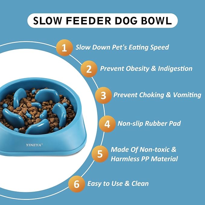 YINEYA Slow Feeder Dog Bowls, Pet Supplies That Slow Down Eating, Pet Food Bowls, Maze Dog Puzzle Feeder for Medium Breed - Image 2
