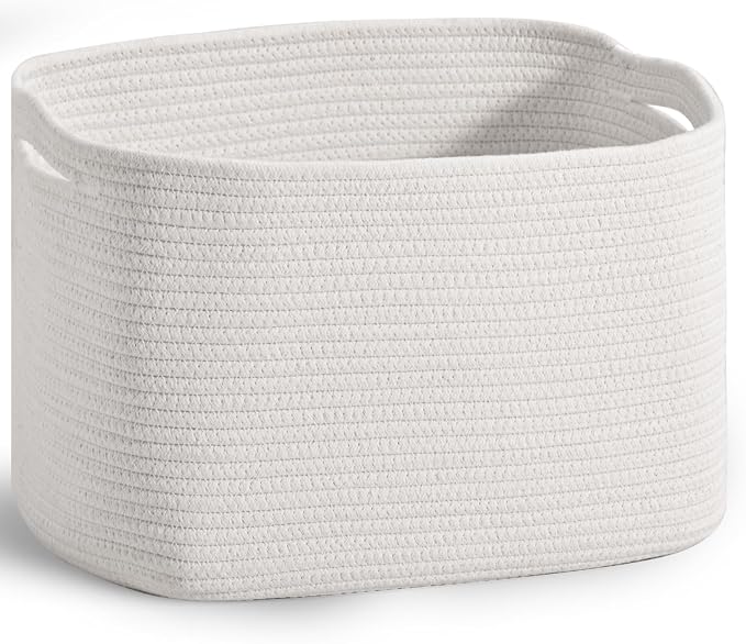 ICERZCZ Woven Cotton Rope Baskets for Gifts Empty, 15×11×9.5 Off White | Storage Baskets for Organizing, Cute Decorative Basket, Organizer Bins for Dog Toy, Baby Laundry, Gift, Nursery by ICERZCZ