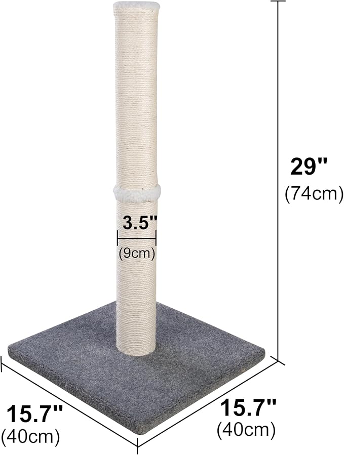 Cat Scratching Post Carpet, Tall Big Sisal Rope Cat Scratch Pole for Cats and Kittens, Stable Carpeted Heavy Base (Blue/Grey) - Image 3