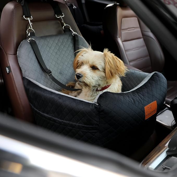 Dog Booster Car Seat for Medium/Small Sized Dogs,Memory Foam and Ultra Soft Fabric Car Pet Bed,Portable Travel Safety and Comfortable Dog Carseat with Washable Removable Cover,Thick Cushion（M-Blagre） - Image 7