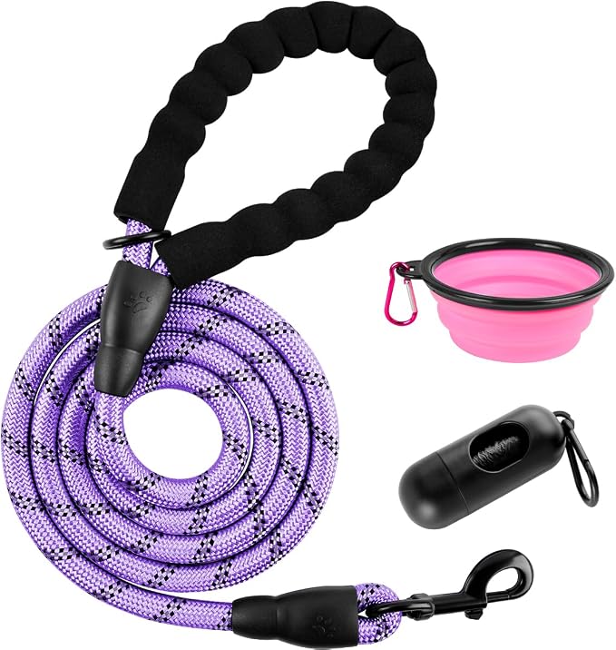 BARKBAY Dog Leashes for Large Dogs Heavy Duty Dog Leash 4/5/6 FT with Comfortable Padded Handle and Highly Reflective Threads for Medium Large Dogs Walking Training Running (6FT-1/2,Violet Purple) by BARKBAY