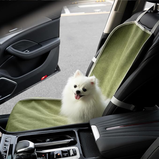 FUNNY FUZZY Dog Car Seat Cover for Front Seat, Dog Seat Cove Waterproof, Scratchproof Non-Slip Car Seat Protector, Universal Fit Most Cars, SUVs, Trucks, Green - Image 7