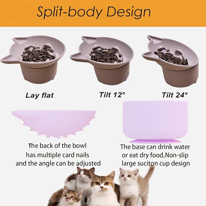Elevated Cat Bowl, Silicone Kitten Bowls for Food and Water, Wide Shallow Cat Food Dish, Whisker Fatigue, Lead & Cadmium Free, Great Height for Pets (Pink) - Image 4