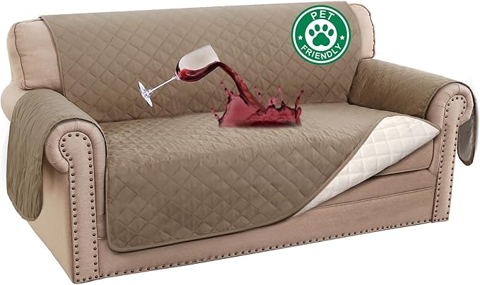 Turquoize 100% Waterproof Couch Cover Sofa Covers for 2 Cushion Couch Loveseat Covers Triple Non-Slip Couch Cover for Dogs Washable Furniture Protector Cover for Pets, Kids (Loveseat 54", Taupe) by Turquoize