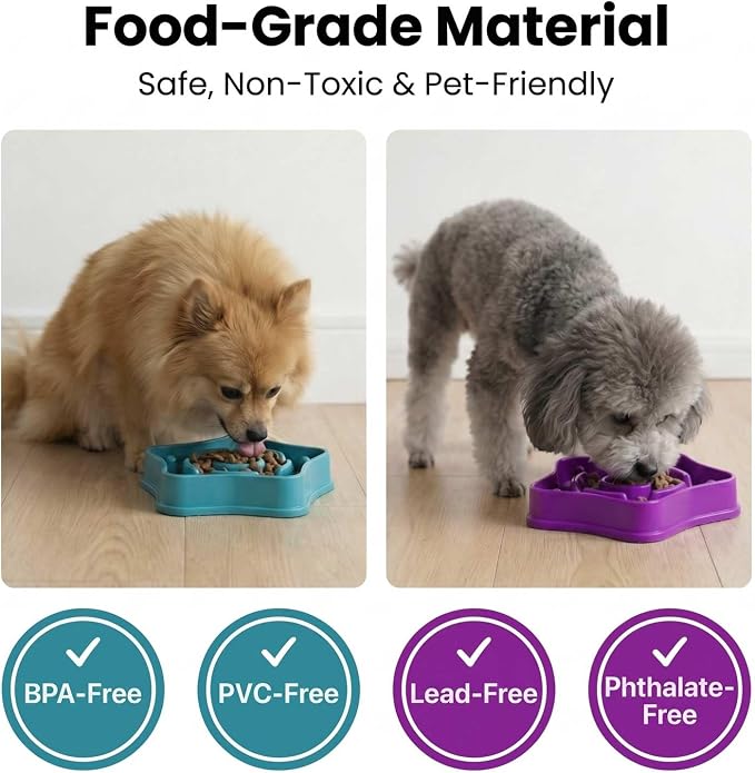 2 Pack Slow Feeder Dog Bowls, Turquoise & Purple, 1 Cup (350ml) Maze Puzzle Bowl for Puppies & Small Dogs, Slow Eating, Anti-Choking, Aid Digestion, Non-Slip, BPA-Free, Dishwasher Safe - Image 4