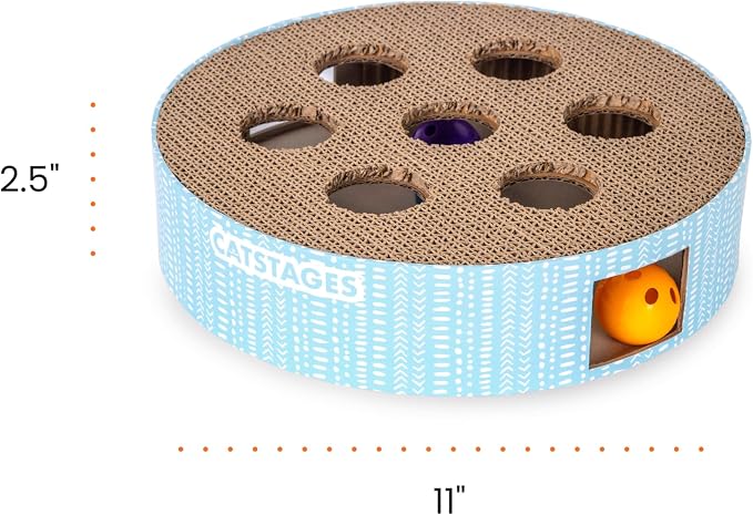 Catstages Scratch N' Hunt Interactive Cat Puzzle Toy with Scratcher, 11" | 7 Hunting Holes, 3 Balls, Corrugated Scratching Pad for Nail Care, Engages Hunting Instincts, Enrichment for Cats & Kittens - Image 8