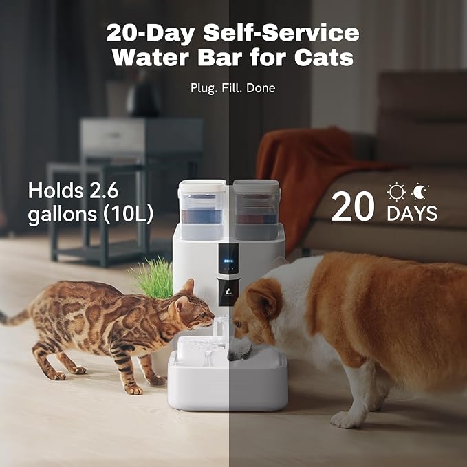 Automatic Cat Water Fountain 10L/338oz Self Filling and Cleaning, Pet Water Dispenser with Filter System for Dogs, 5G Wi-Fi Smart Bowl Wastewater Separation & No Slimy with Quiet Pumps - Image 9