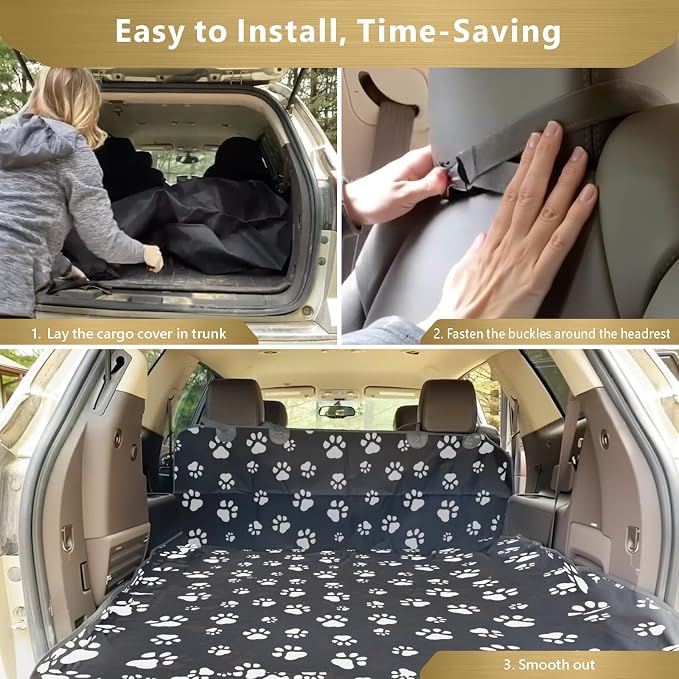 F-color SUV Cargo Liner for Dogs - Heavy Duty Trunk Cover for Midsize SUVs | Water Resistant Pet Cargo Cover with Bumper Flap, Non-Slip Trunk Mat, Dog Car Seat Cover Prevents Scratches Pet Hair Mud Dirt - Image 6