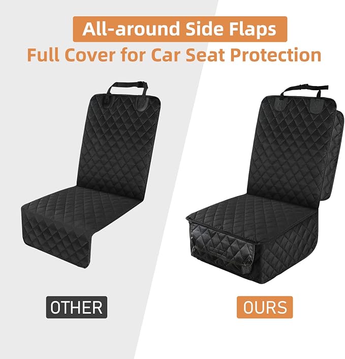 PETICON Waterproof Front Seat Car Cover 2 Pack, Full Protection | Dog Car Seat Cover with Side Flaps, Nonslip Scratchproof Captain Chair Seat Cover Fits for Cars, Trucks, SUVs, Jeep, Black - Image 4