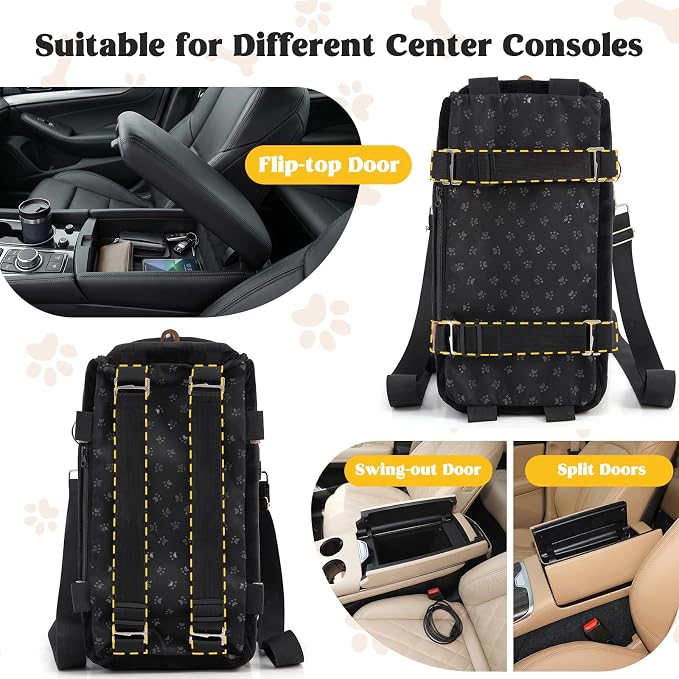 Woochpet Center Puppy Car Seat,Console Dog Booster for Traveling,Under 10LB | Small Dog Car Seat,Hand-held,Crossbody,Protective Top Mesh,Cushioning Cozy - Image 3