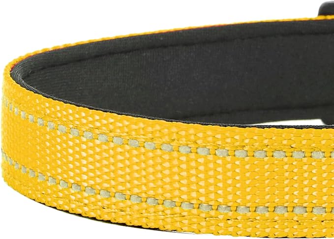 Reflective Dog Collar, Adjustable Soft Neoprene Padded Nylon Pet Collars with Buckle for Small Dogs, Yellow,S | Breathable Nylon for Small Dogs,Tear-Resistant Webbing,Chafe‑Free on Walks and Hikes,Metal D-Ring,Night Safety - Image 5