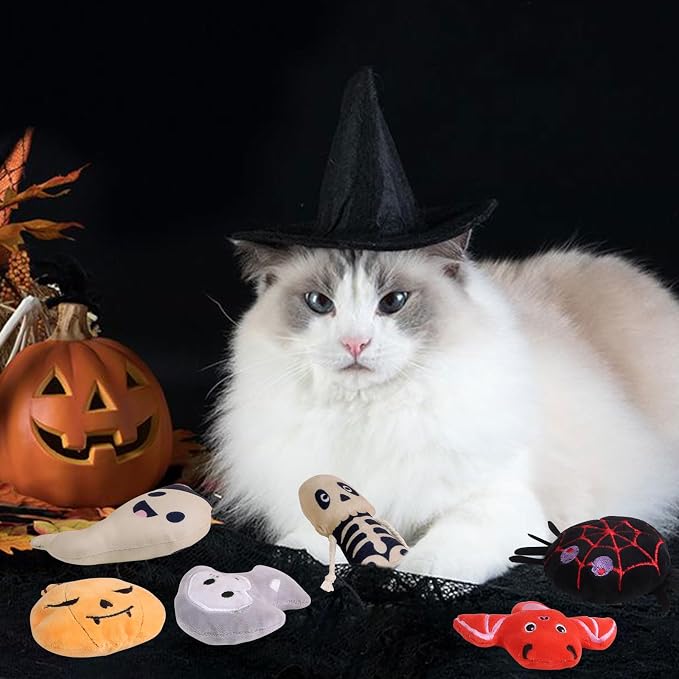 FOIMAS Halloween Catnip Toys,Pumpkin Ghost Catnip Toy Chew Bite Toy for Cat Interactive, Pack of 6 - Image 6