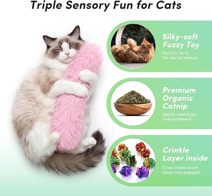 Catnip Cat Toys 4 Pack, Soft Cat Pillow Kicker Toys with Crinkle Sound, Interactive Cat Plush Toys for Indoor Cats and Kittens - Image 2