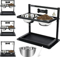 SHAINFUN Elevated/Raised Dog Bowls Stand Adjusable Height with Two 1.7L Stainless Steel Food Bowls and Spill Proof Mat, for Large and Medium Dogs. by SHAINFUN