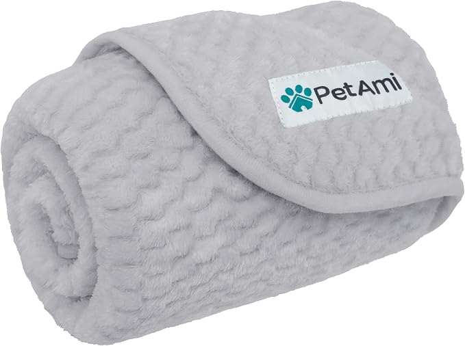 PetAmi Waterproof Dog Blanket, Leakproof Puppy Blanket, 29x40 Light Gray | For Small Medium Pets, Furniture Sofa Couch Cover Protector, Fleece Throw Indoor Cat Kitten, Reversible Washable Soft Plush by PetAmi