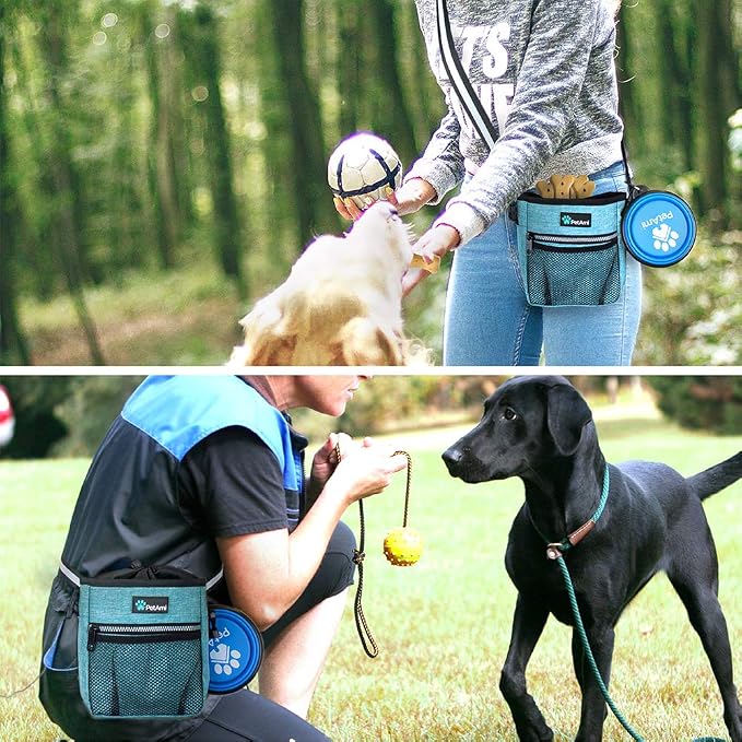 PetAmi Dog Treat Pouch | Dog Training Pouch Bag with Waist Shoulder Strap, Poop Bag Dispenser | Treat Training Bag for Treats, Kibbles, Pet Toys | 3 Ways to Wear (Turquoise) | No bowl included - Image 5