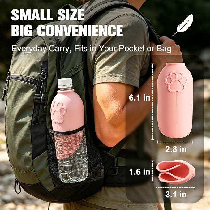 Portable Dog Water Bottle Attachment, Foldable Pet Water Bowl for Walks | Silicone Dog Drink Dispenser, Fits Opening 26mm+ Water Bottles,Ideal For Daily Hiking & Travel, Quick Rinse & Easy Setup - Image 8