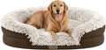 Miorun Fluffy Orthopedic Dog Beds Large Sized Dog, 43" Bolster Sofa Bed | Soft plush faux fur,lowered entry,washable cover,waterproof liner,claming dog couch for x-large dogs,supportive bolster by Miorun